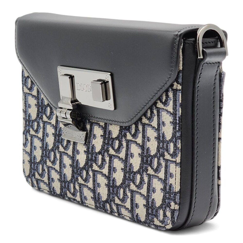 Dior Oblique Jacquard Messenger Crossbody Leather Lock Bag | Black | NEW - Picture 5 of 14